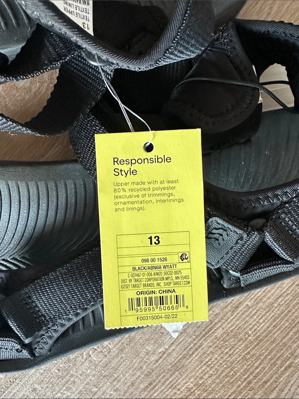Target Black Adjustable Outdoor Sport Sandals NWT